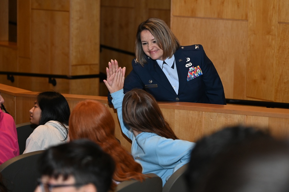 Hanscom senior leaders participate in Melrose Veterans Day assembly