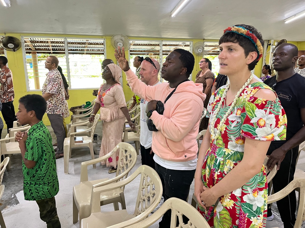 Pacific Partnership 2024-1; U.S. Navy Sailors Attend Worship Service in the Republic of the Marshall Islands