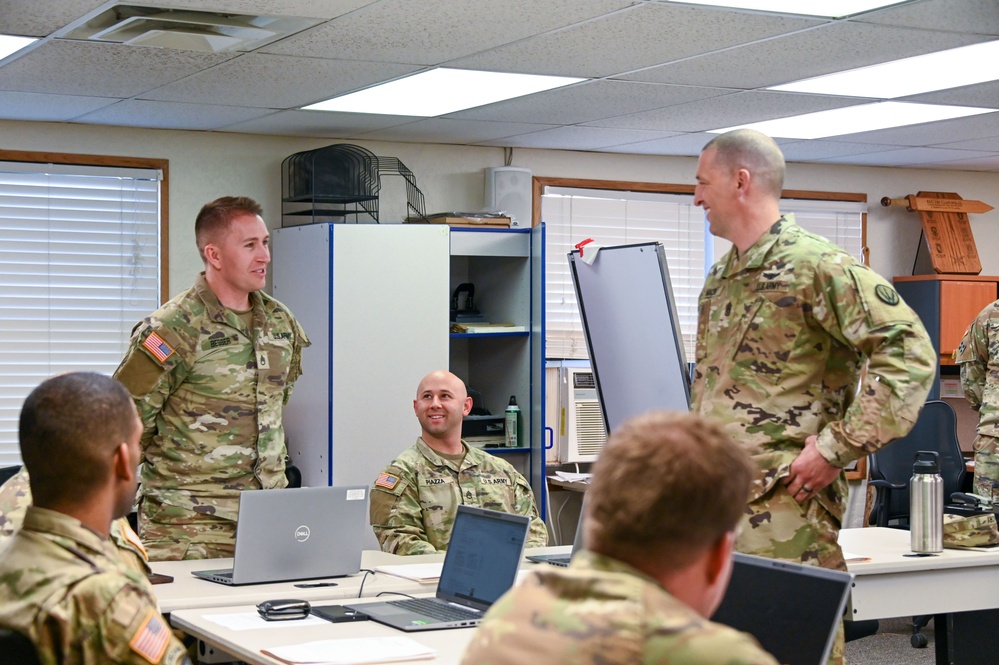 Command Sgt. Maj. Giancarlo Macri visits NCO Academy