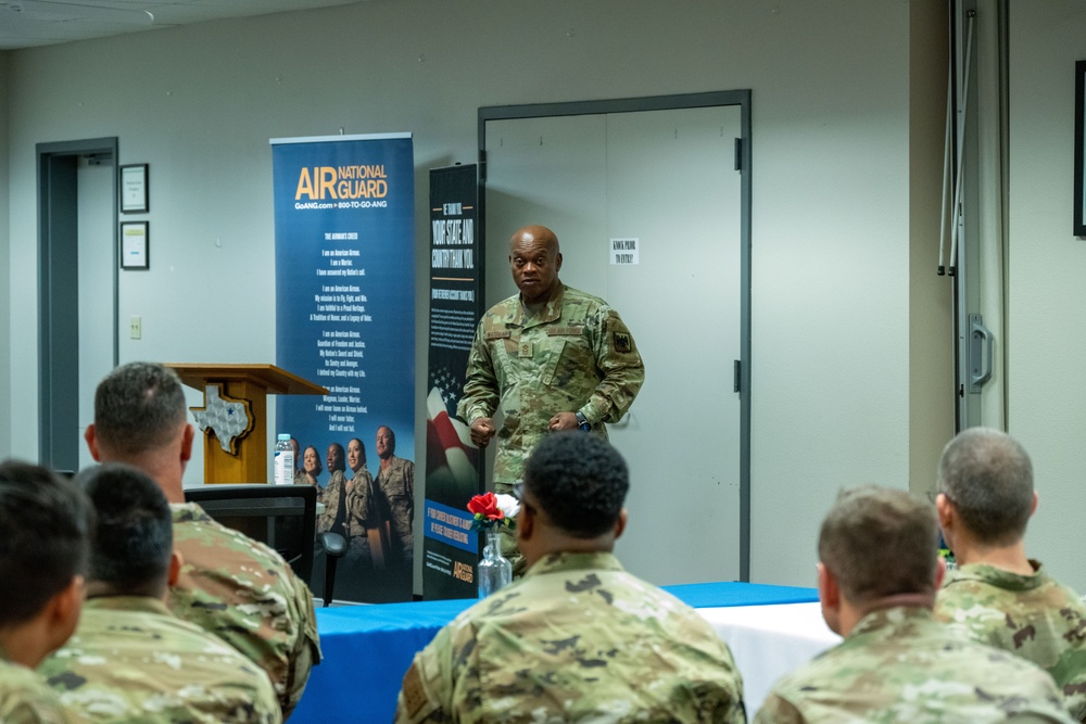 Senior Enlisted Advisor Tony Whitehead visits the 136th Airlift Wing