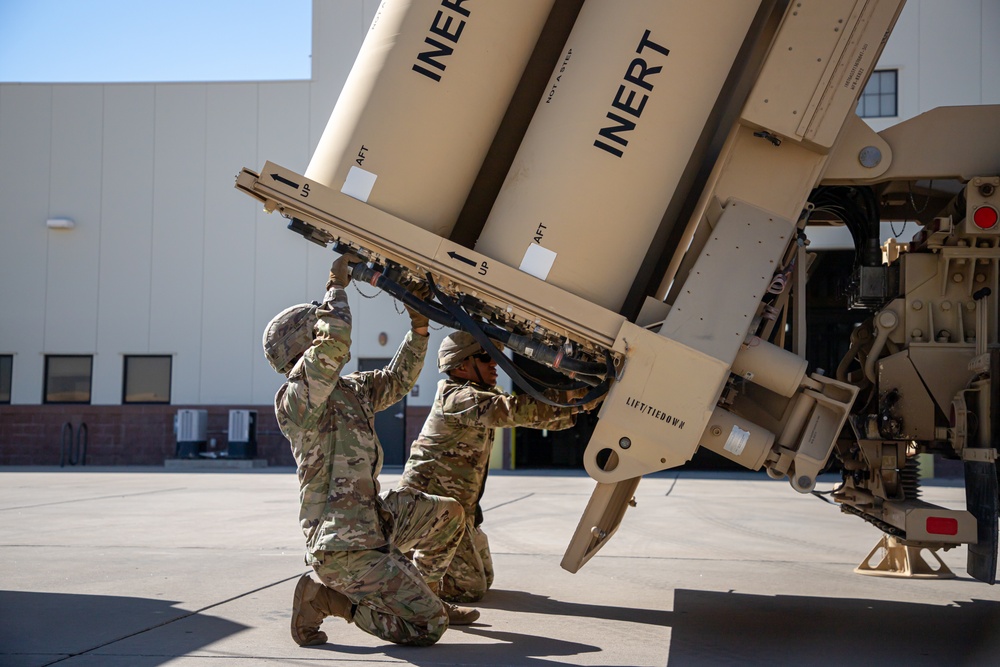 U.S. Army Soldiers demonstrate THADD