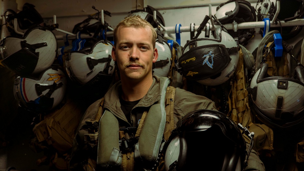 USS Carl Vinson (CVN 70) Sailor Poses for Environmental Portrait in the Philippine Sea