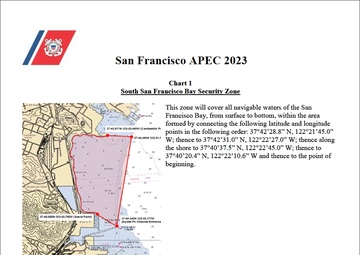 Coast Guard establishes security zones around the San Francisco for Asia Pacific Economic Cooperation conference