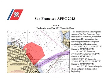 Coast Guard establishes security zones around the San Francisco for Asia Pacific Economic Cooperation conference