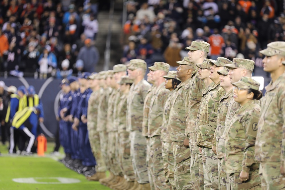 Chicago Bears NFL Salute to Service Game Hosts Army Reserve Soldiers for Oath of Enlistment Ceremony