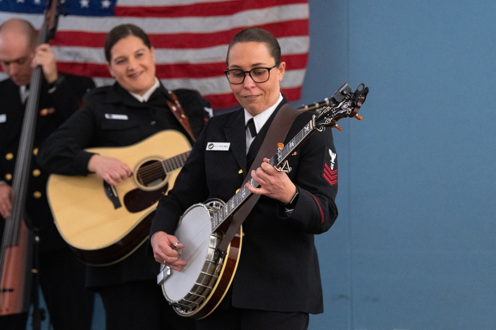 U.S. Navy Band Country Current Bluegrass ensemble performs at Shaw Neighborhood Library