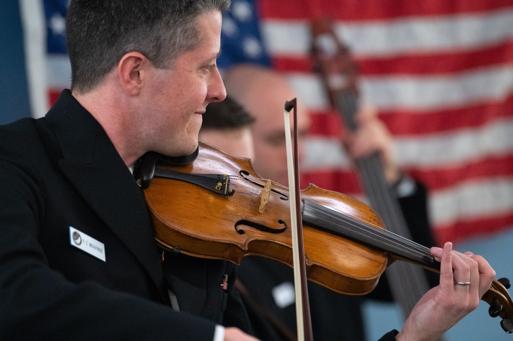 U.S. Navy Band Country Current Bluegrass ensemble performs at Shaw Neighborhood Library