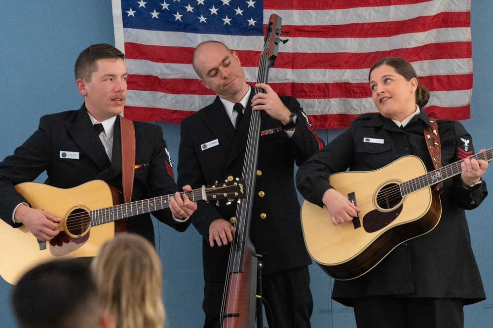 U.S. Navy Band Country Current Bluegrass ensemble performs at Shaw Neighborhood Library