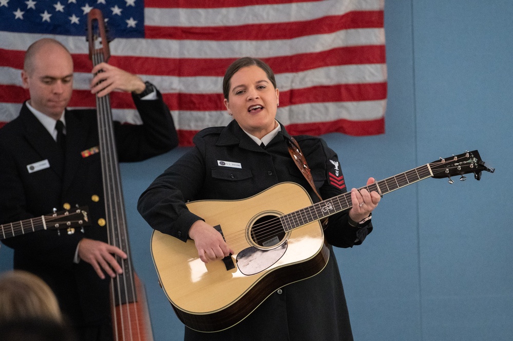 U.S. Navy Band Country Current Bluegrass ensemble performs at Shaw Neighborhood Library