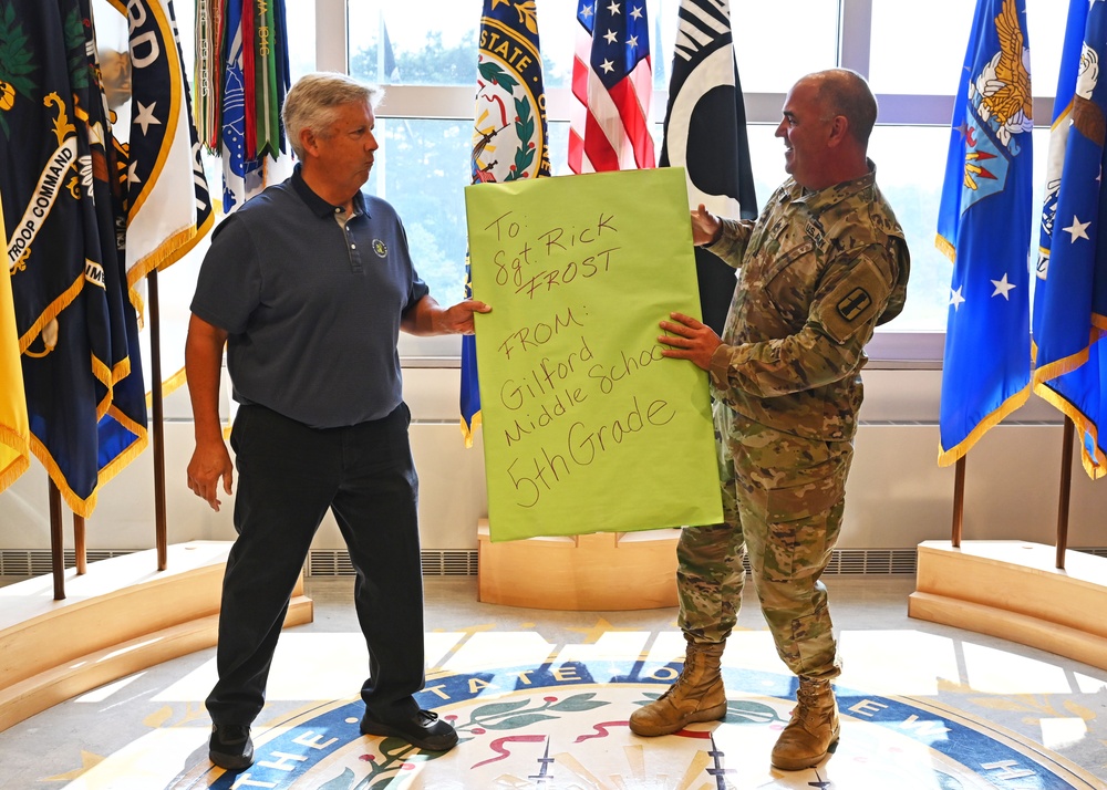 Gilford Middle School gives NH Guardsman giant 'thank you'