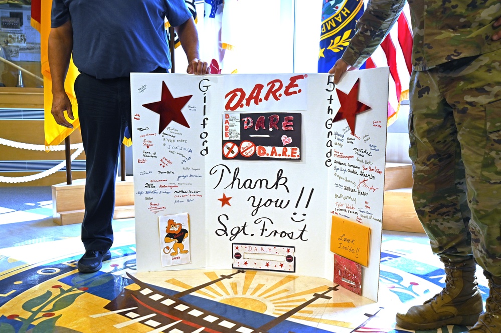 Gilford Middle School gives NH Guardsman giant 'thank you'