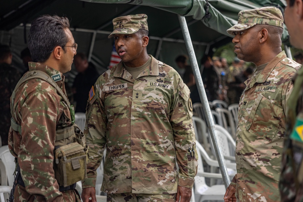 U.S., Brazilian soldiers conduct final movement and assault in front of SV24 Distinguished Visitors