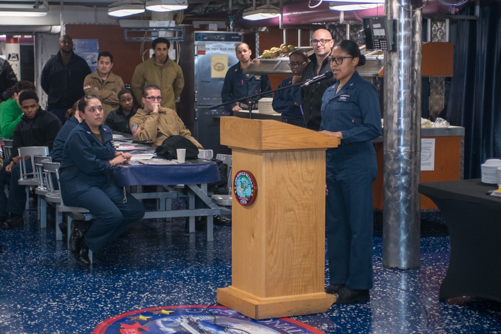 USS Ronald Reagan (CVN 76) Sailors celebrates National American Heritage Month