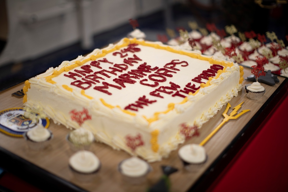 USS Tripoli Celebrates 248th Marine Corps' Birthday with Cake Cutting Ceremony