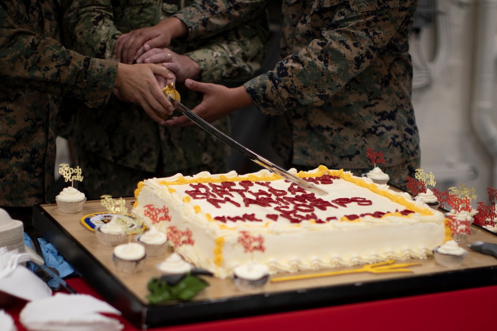 USS Tripoli Celebrates 248th Marine Corps’ Birthday with Cake Cutting Ceremony