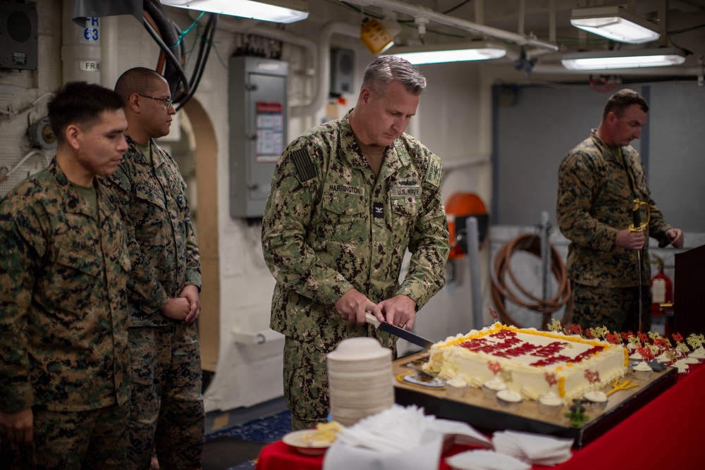 USS Tripoli Celebrates 248th Marine Corps’ Birthday with Cake Cutting Ceremony