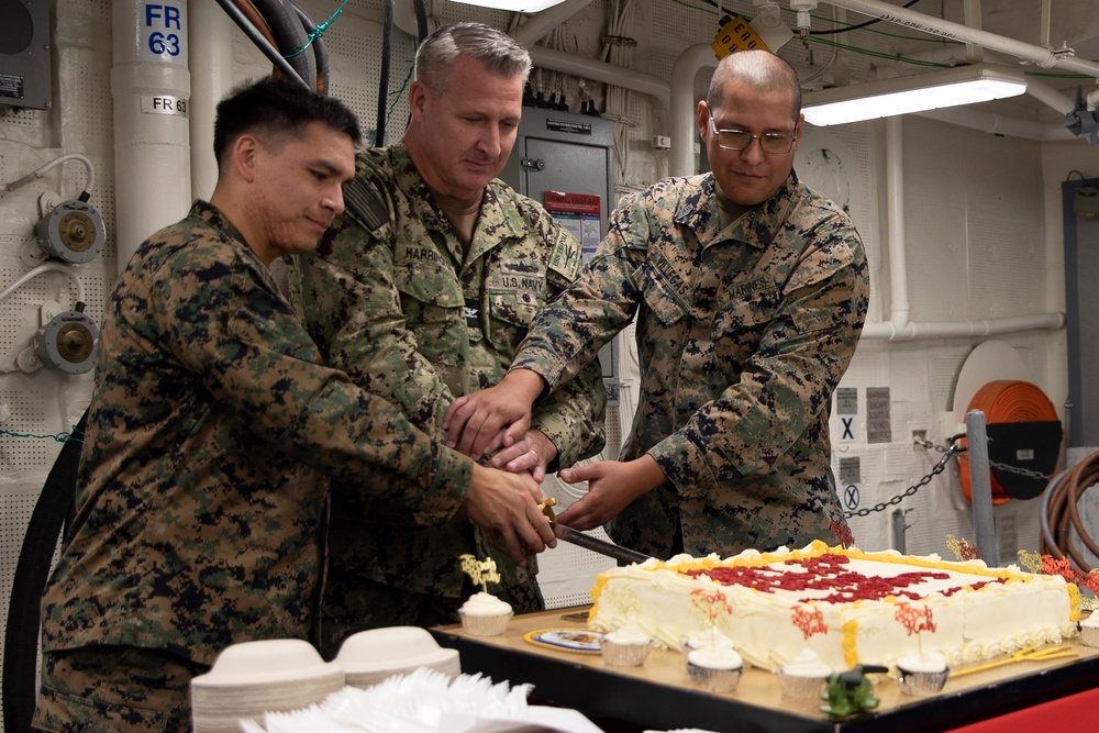 USS Tripoli Celebrates 248th Marine Corps’ Birthday with Cake Cutting Ceremony