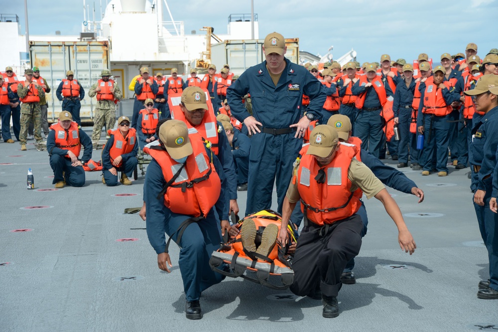 USNS Mercy Abandon Ship Drill and Litter Bearer Training