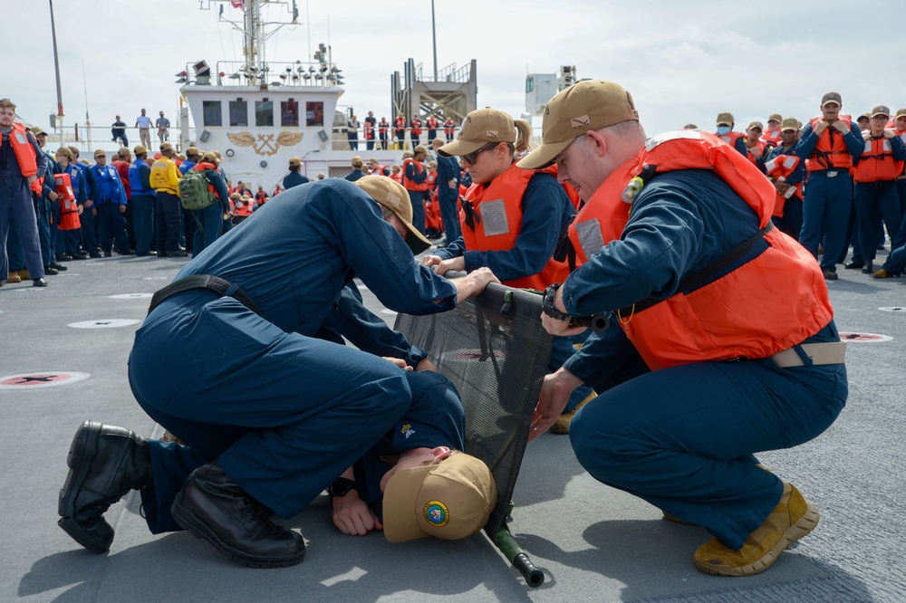 USNS Mercy Abandon Ship Drill and Litter Bearer Training