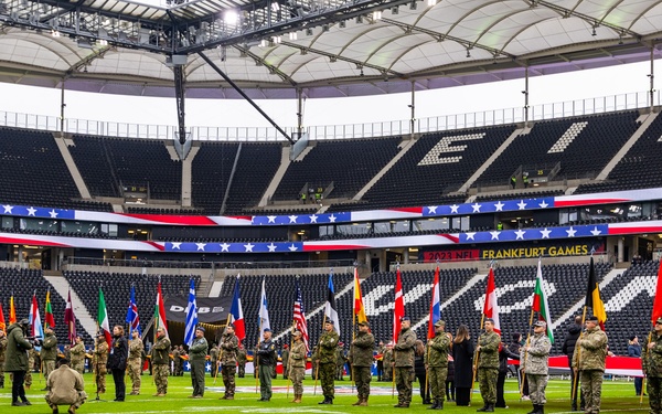 NATO color guard demonstrates unity in NFL Frankfurt opening ceremony