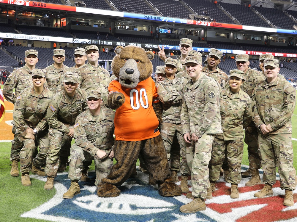 Chicago Bears NFL Salute to Service Game Hosts Army Reserve Soldiers for Oath of Enlistment Ceremony