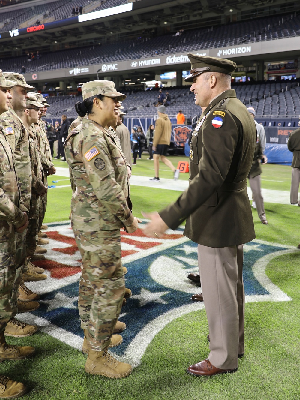 Chicago Bears NFL Salute to Service Game Hosts Army Reserve Soldiers for Oath of Enlistment Ceremony