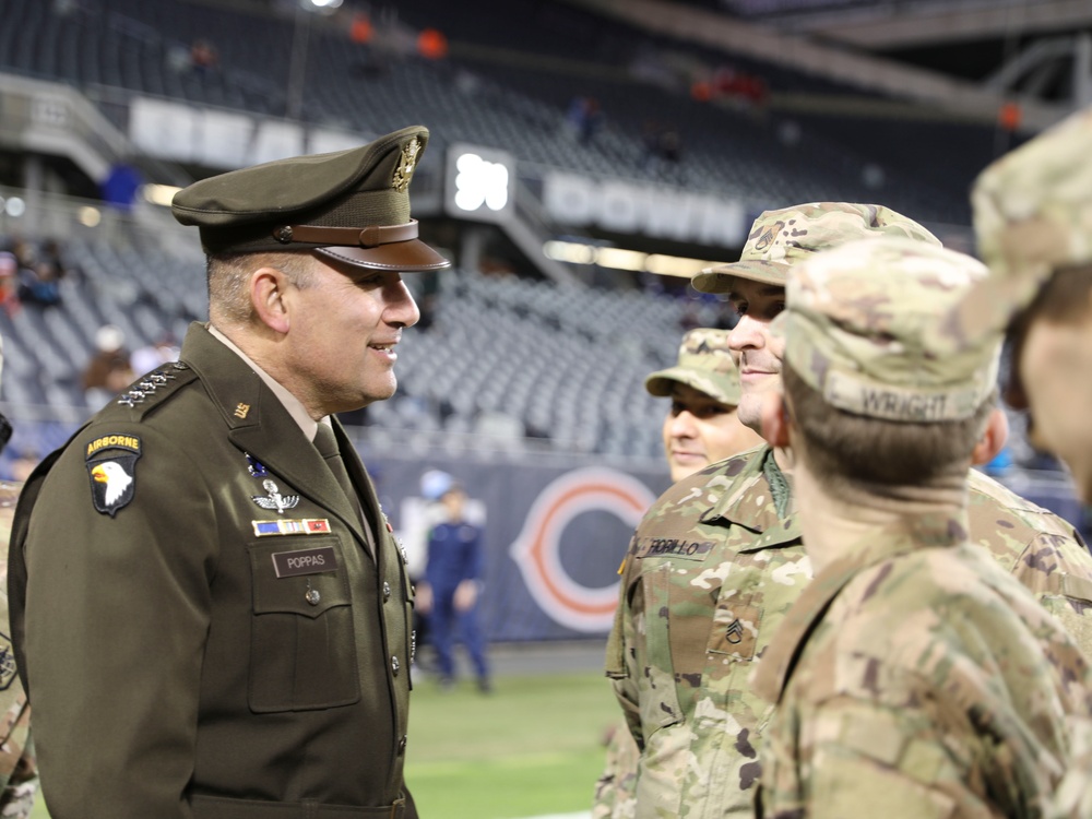 Chicago Bears NFL Salute to Service Game Hosts Army Reserve Soldiers for Oath of Enlistment Ceremony