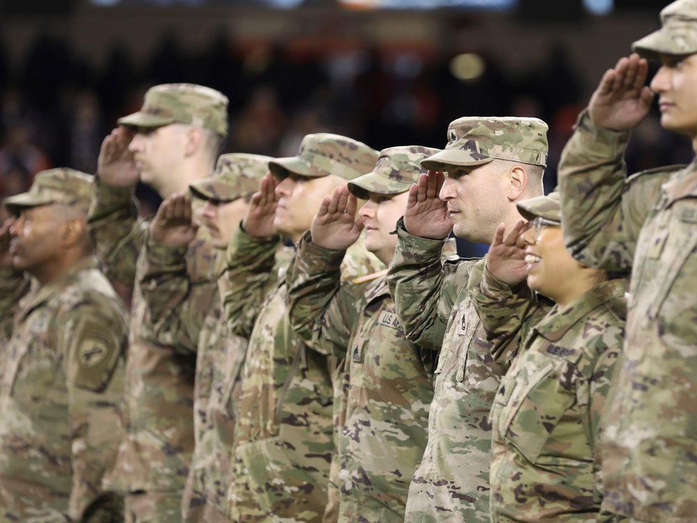 Chicago Bears NFL Salute to Service Game Hosts Army Reserve Soldiers for Oath of Enlistment Ceremony