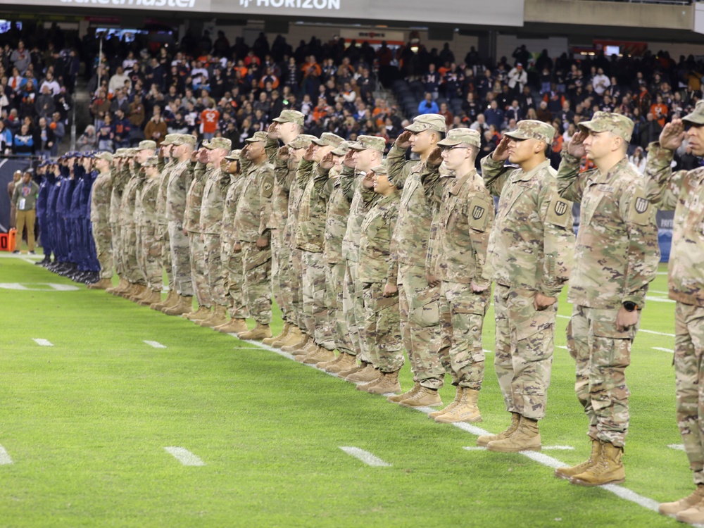 Chicago Bears NFL Salute to Service Game Hosts Army Reserve Soldiers for Oath of Enlistment Ceremony