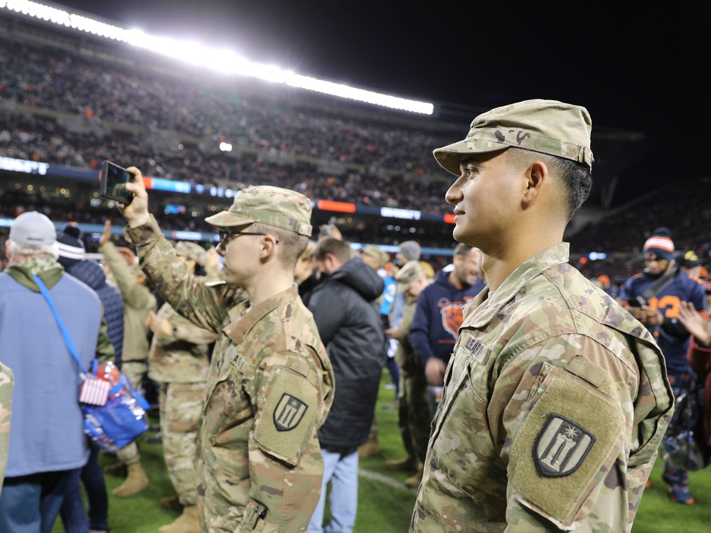 Chicago Bears NFL Salute to Service Game Hosts Army Reserve Soldiers for Oath of Enlistment Ceremony