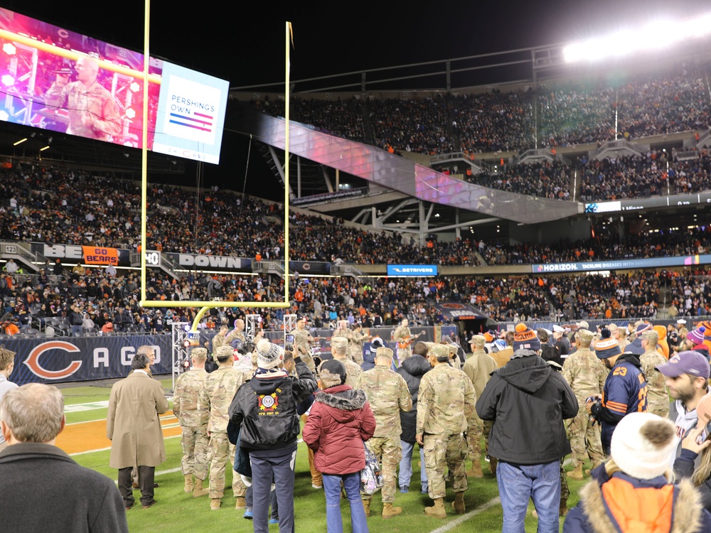 Chicago Bears NFL Salute to Service Game Hosts Army Reserve Soldiers for Oath of Enlistment Ceremony