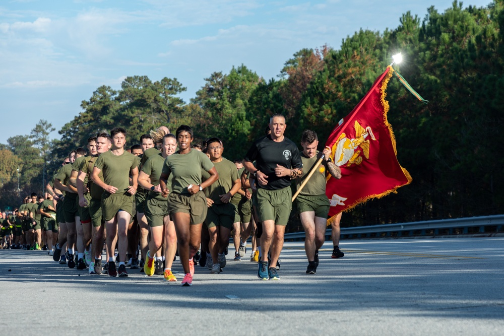 Marine Corps Combat Service Support Schools celebrates 248th birthday of the Marine Corps with motivational run