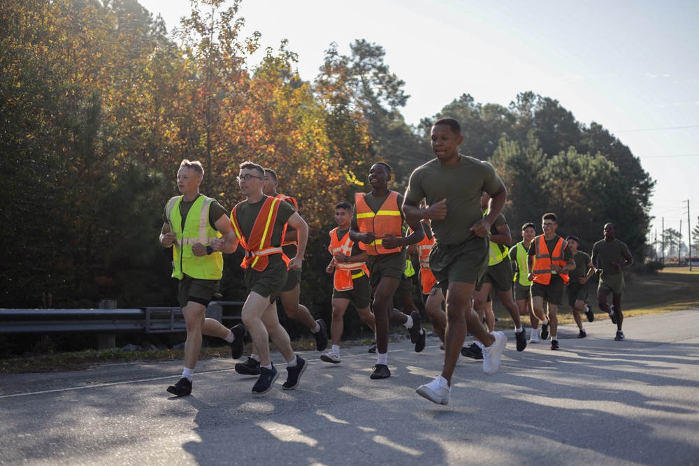 Marine Corps Combat Service Support Schools celebrates 248th birthday of the Marine Corps with motivational run