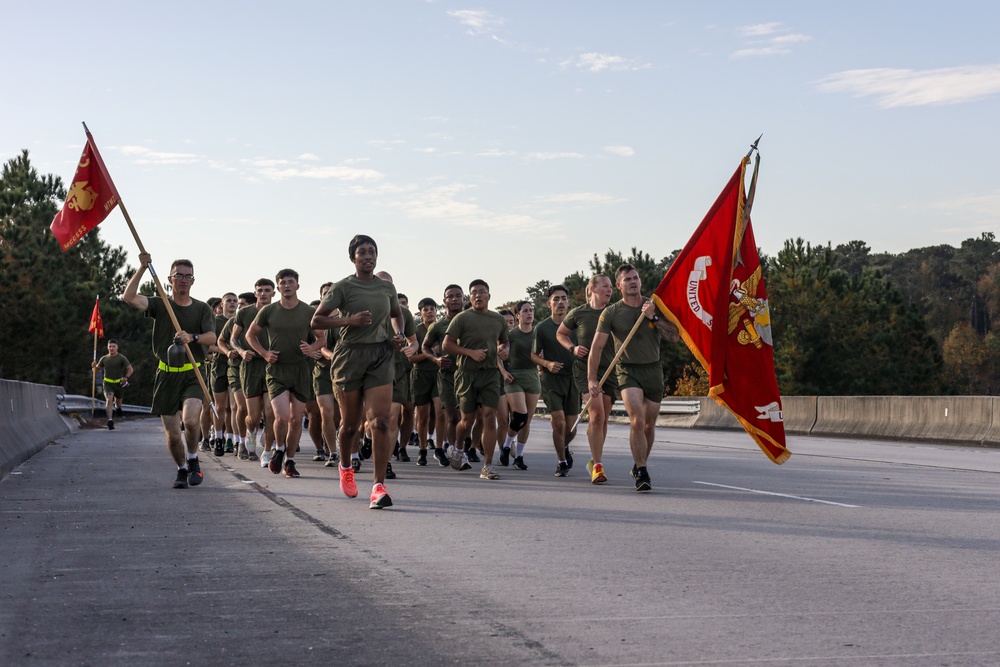 Marine Corps Combat Service Support Schools celebrates 248th birthday of the Marine Corps with motivational run