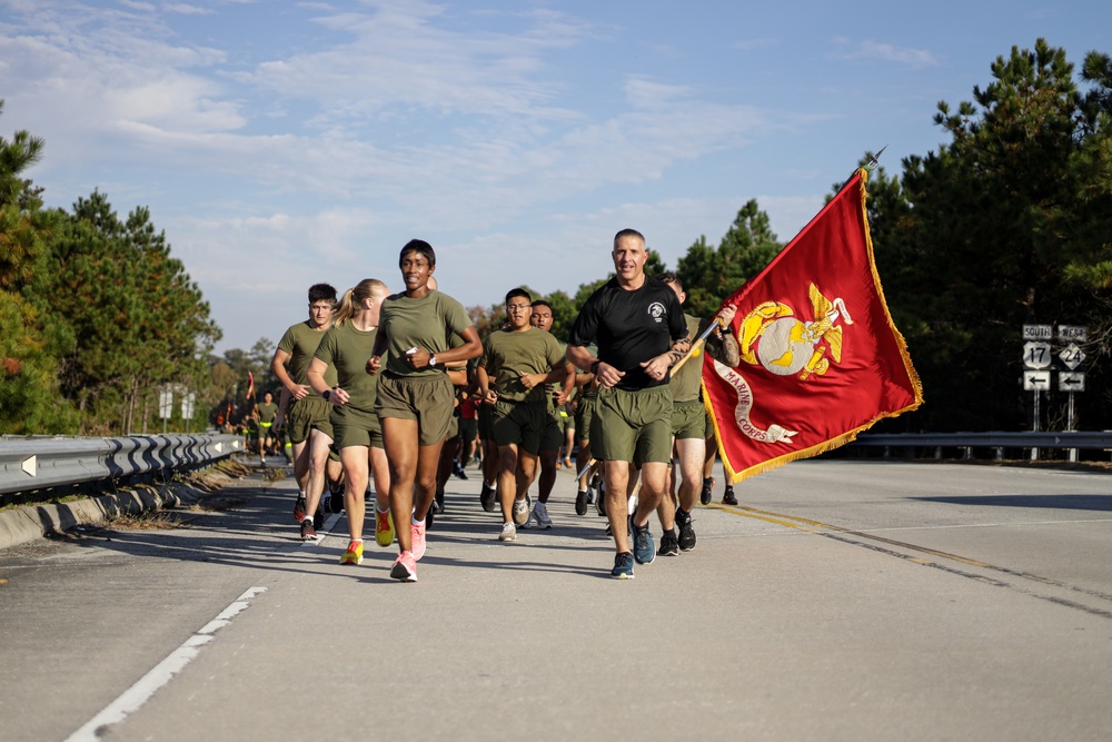 Marine Corps Combat Service Support Schools celebrates 248th birthday of the Marine Corps with motivational run