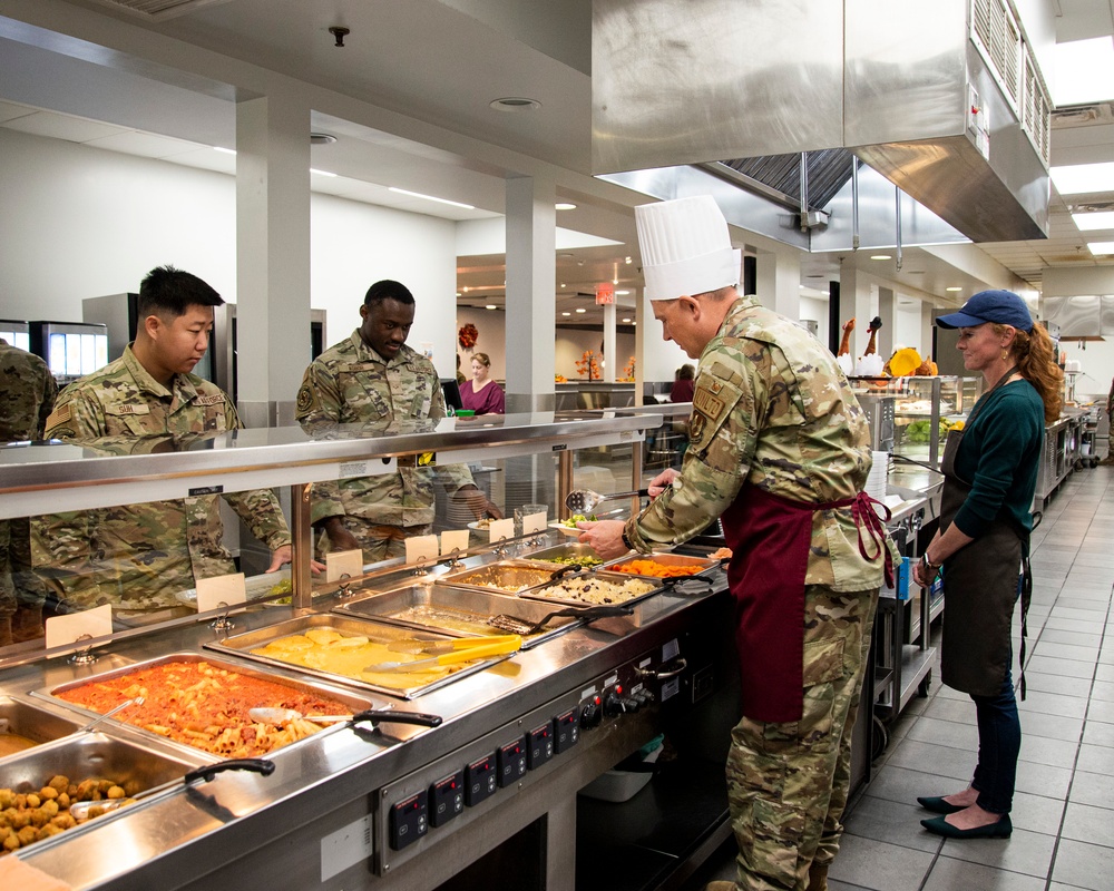 88th Air Base Wing Leaders Serve Holiday Meals at DFAC