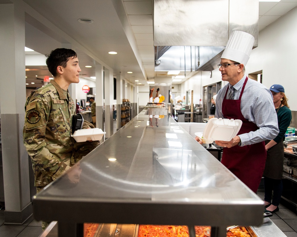 88th Air Base Wing Leaders Serve Holiday Meals at DFAC