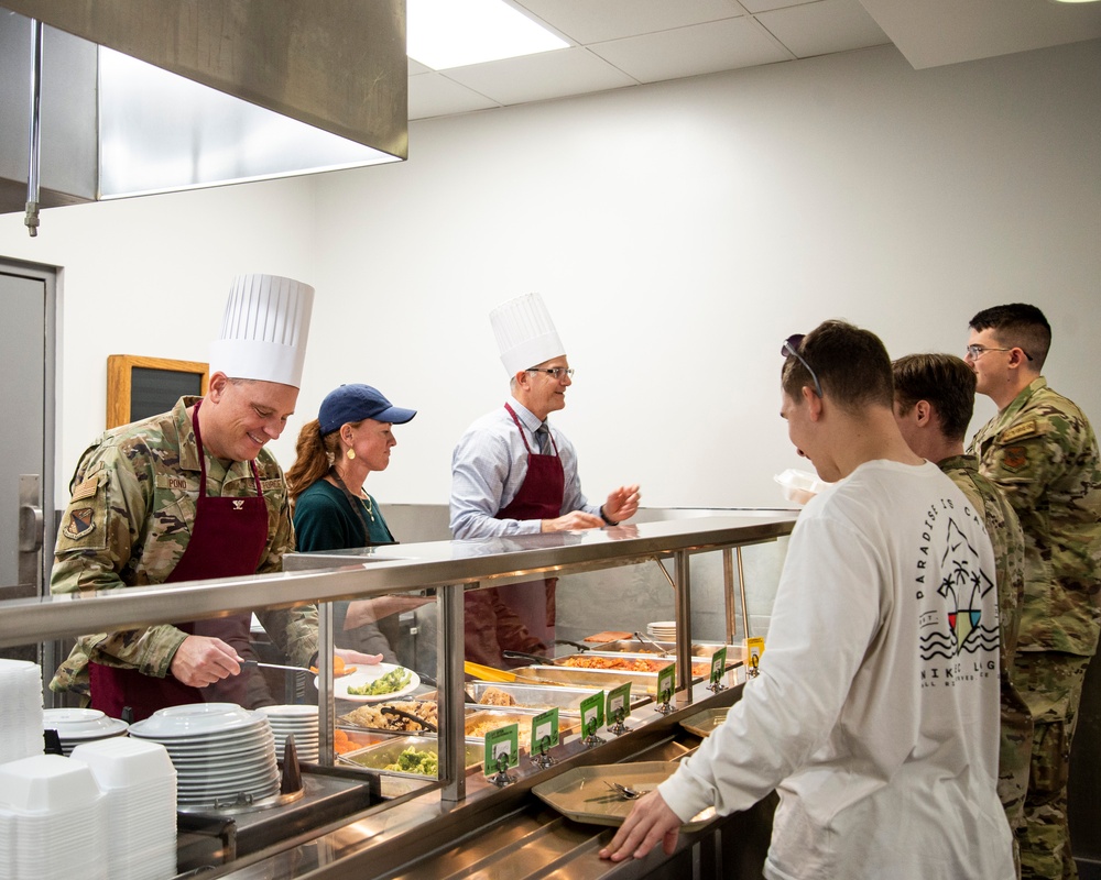 88th Air Base Wing Leaders Serve Holiday Meals at DFAC