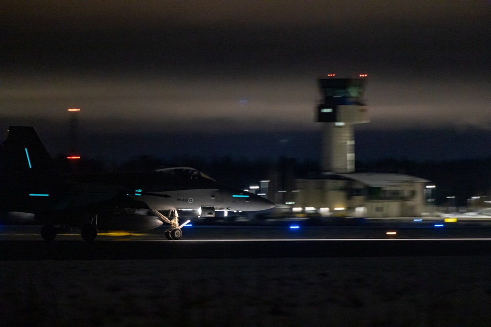 Freezing Winds 23: F/A-18 Hornets assigned to Marine All Weather Fighter Attack Squadron 224 arrive