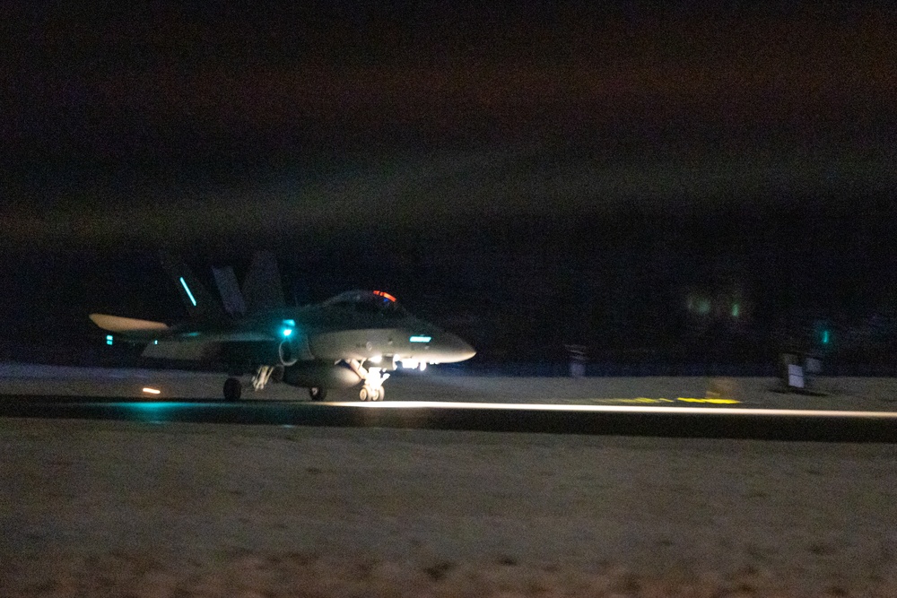 Freezing Winds 23: F/A-18 Hornets assigned to Marine All Weather Fighter Attack Squadron 224 arrive