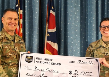Ohio National Guard presents first $2,000 ‘Bucks for Buckeyes’ recruitment incentive check