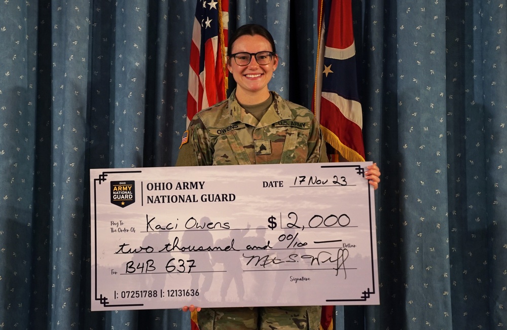 Ohio National Guard presents first $2,000 ‘Bucks for Buckeyes’ recruitment incentive check