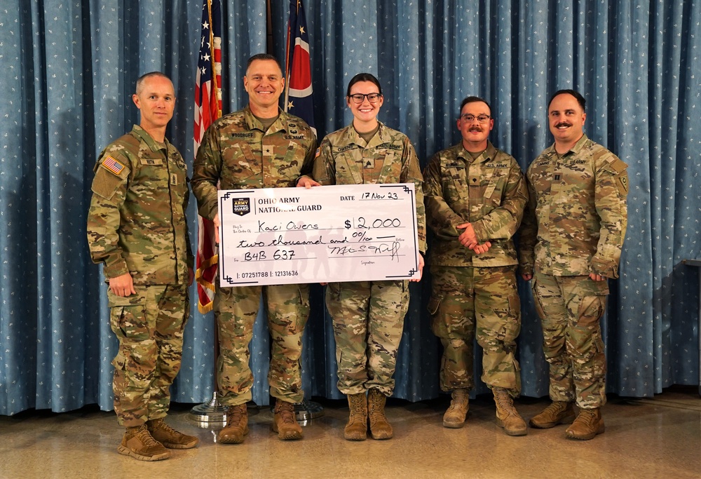 Ohio National Guard presents first $2,000 ‘Bucks for Buckeyes’ recruitment incentive check