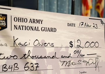 Ohio National Guard presents first $2,000 ‘Bucks for Buckeyes’ recruitment incentive check
