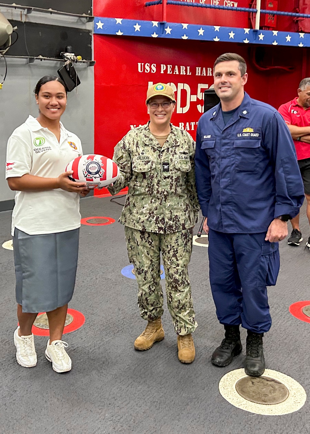 Pacific Partnership 2023: Mission Commander meets with Tonga's Oceania Sevens U18 Women's Rugby Team.