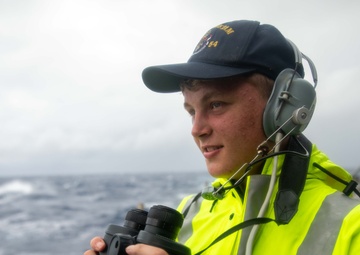 SN Burgess Scans the Horizon Aboard USS Antietam (CG 54)