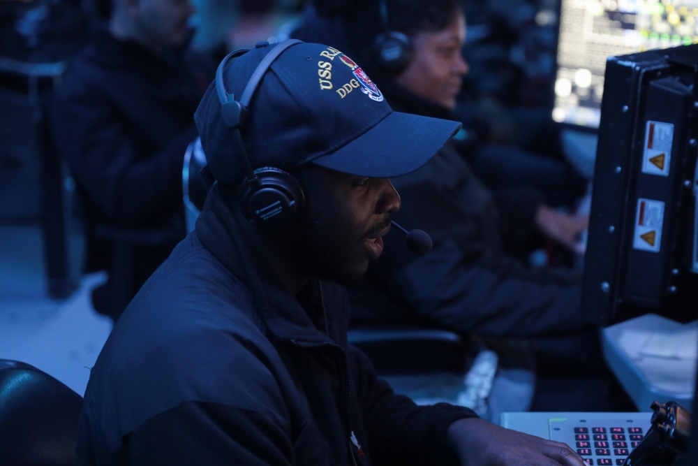 USS Ramage Sailor Stands Watch