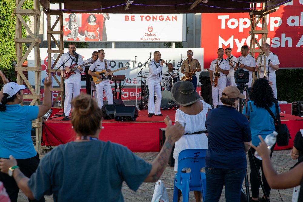 Pacific Partnership 2023 Band performs at Digicel Square in Tonga