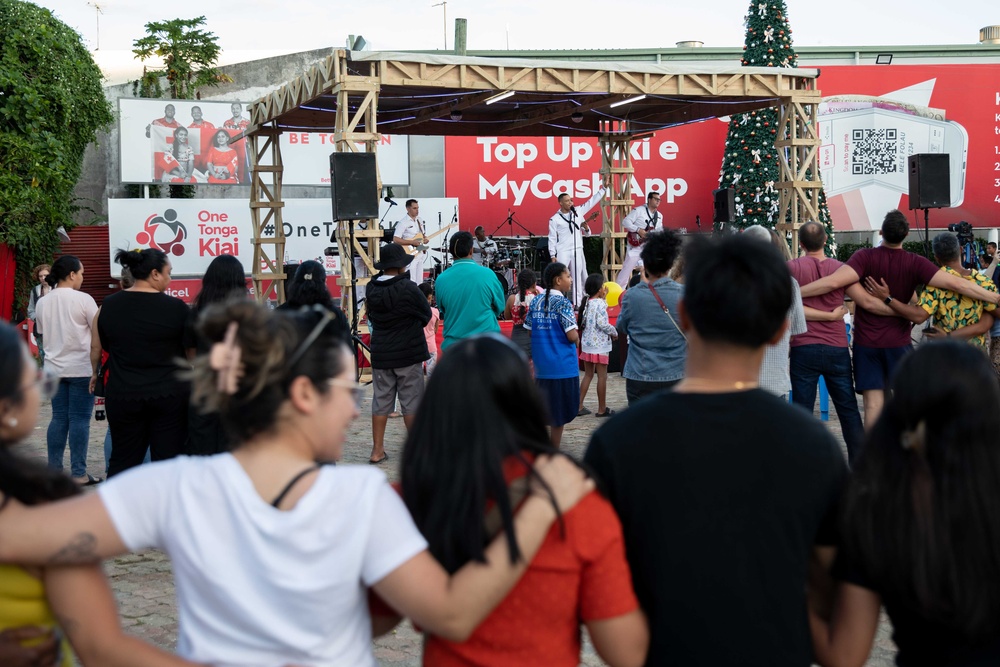 Pacific Partnership 2023 Band performs at Digicel Square in Tonga