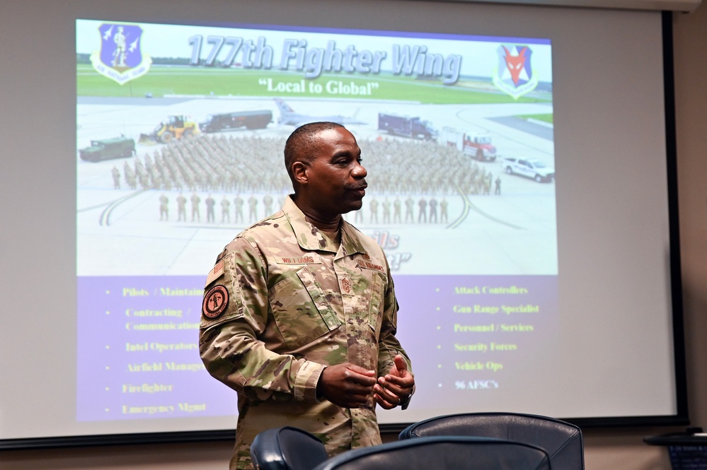 Command Chief Williams visits the 177th Fighter Wing